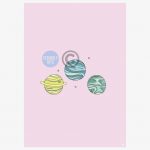 Scribbly Bits Pink Background A5 – Planets Drawing